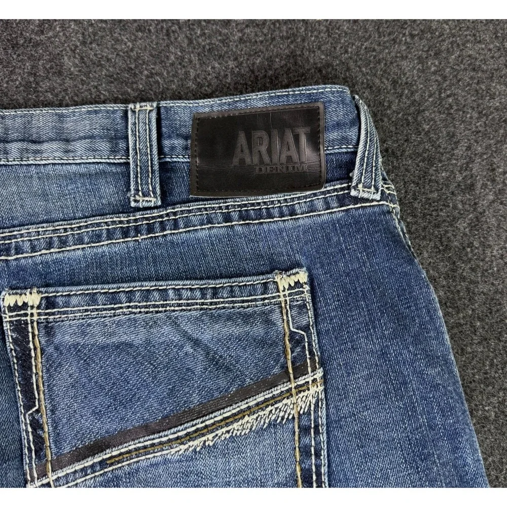 Ariat M7 Jeans Mens 40x31 Denim Rocker Boot Cut Work Wear Thick Stitch Western
